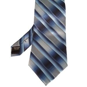 STACY ADAMS Necktie Gold Signature Men's Blue Striped Designer Tie
